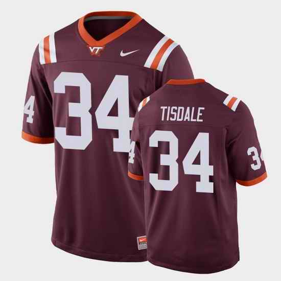 Men Virginia Tech Hokies Alan Tisdale Replica Maroon Football Game Jersey
